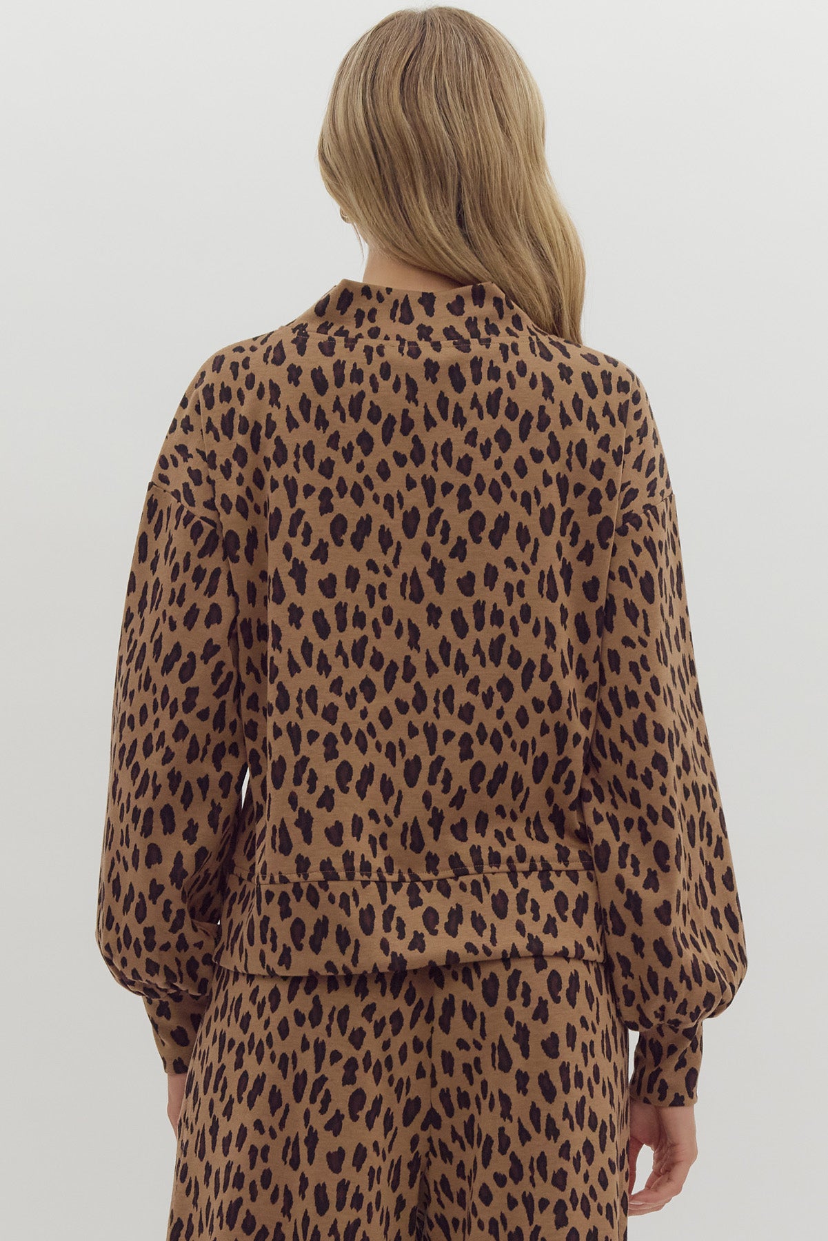 Arielle Leopard Cowl Neck Top (Camel)