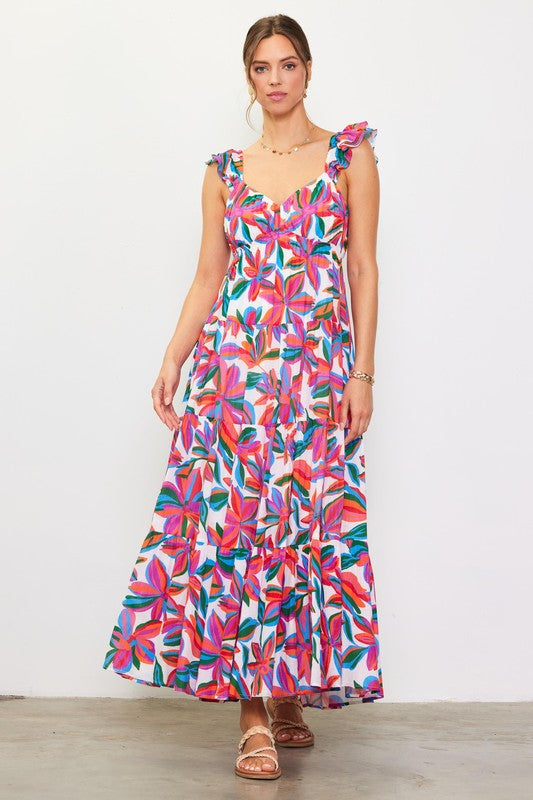 McKay Floral Ruffle Sleeve Maxi