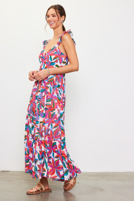 McKay Floral Ruffle Sleeve Maxi