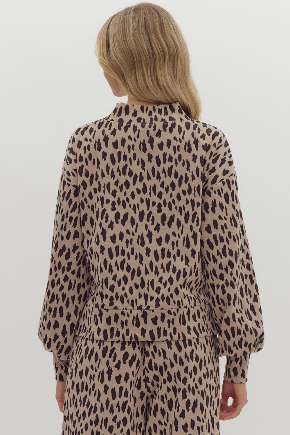 Arielle Leopard Cowl Neck Top (Taupe)