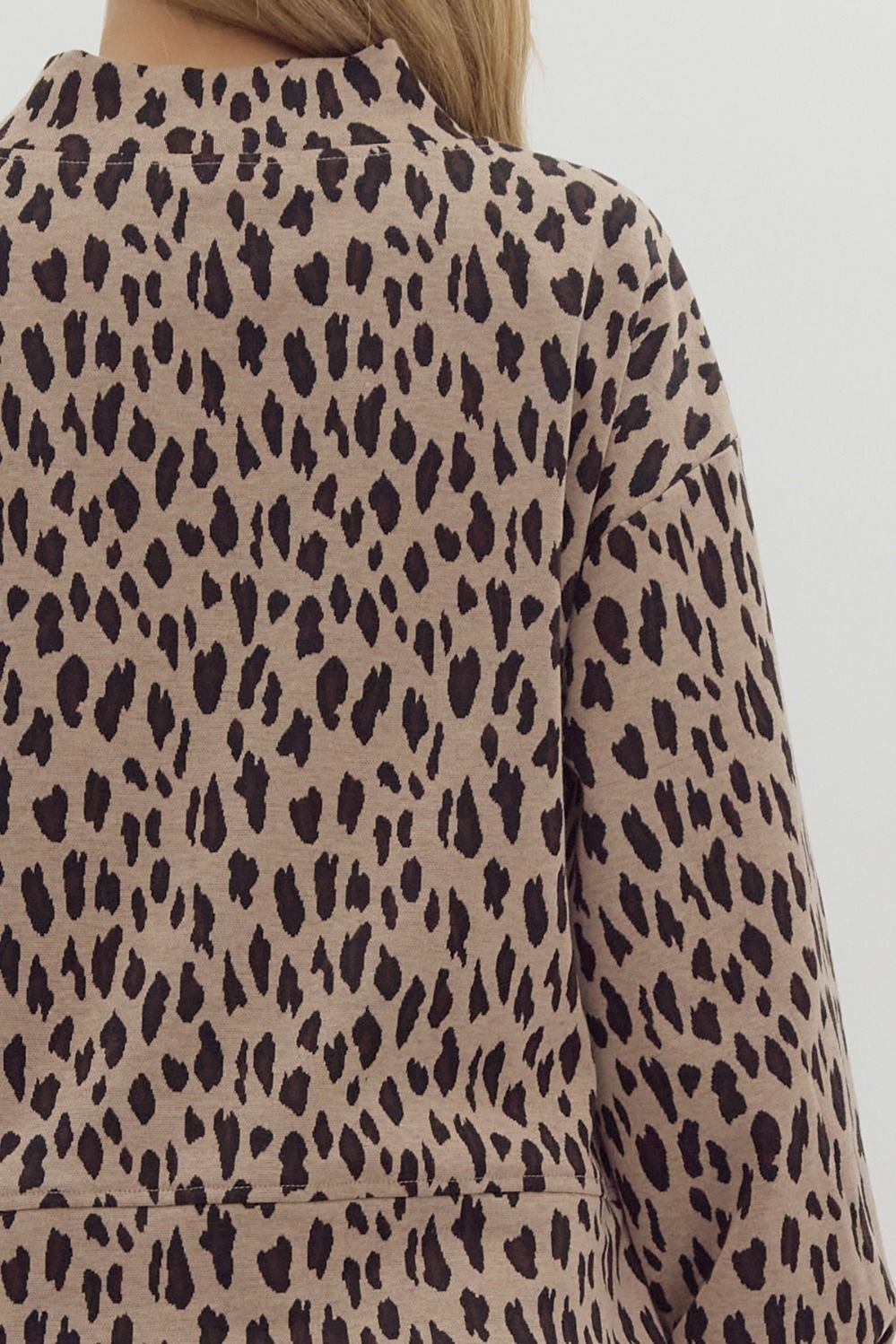 Arielle Leopard Cowl Neck Top (Taupe)