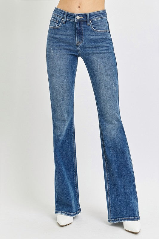 Viktoria Mid Rise Tummy Control Flare Jean