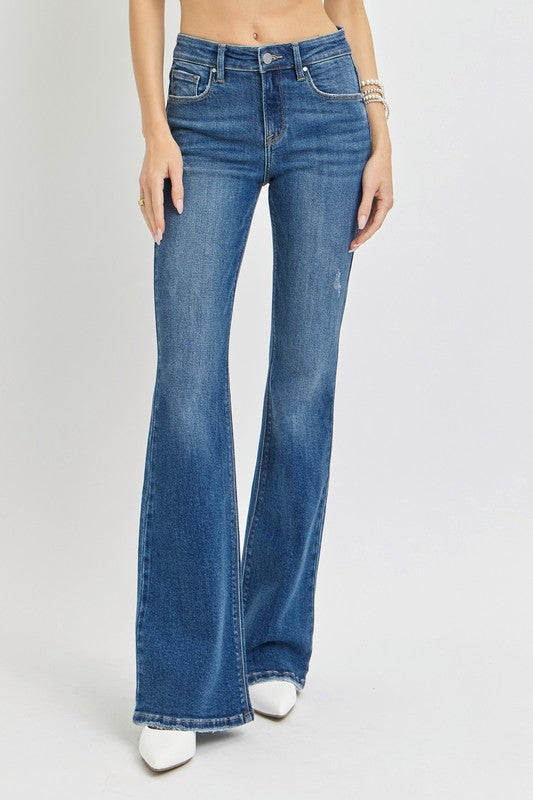 Viktoria Mid Rise Tummy Control Flare Jean