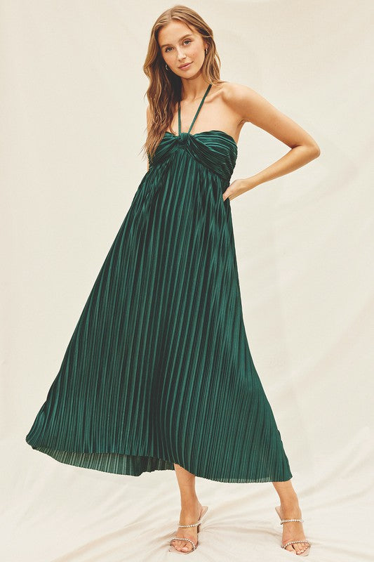 Leighton Halter Neck Maxi Dress (Emerald)