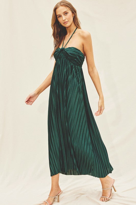 Leighton Halter Neck Maxi Dress (Emerald)