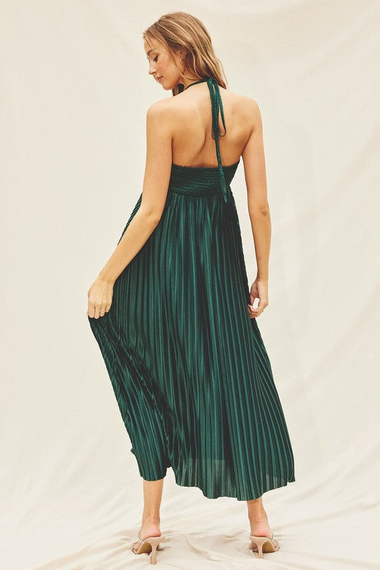 Leighton Halter Neck Maxi Dress (Emerald)