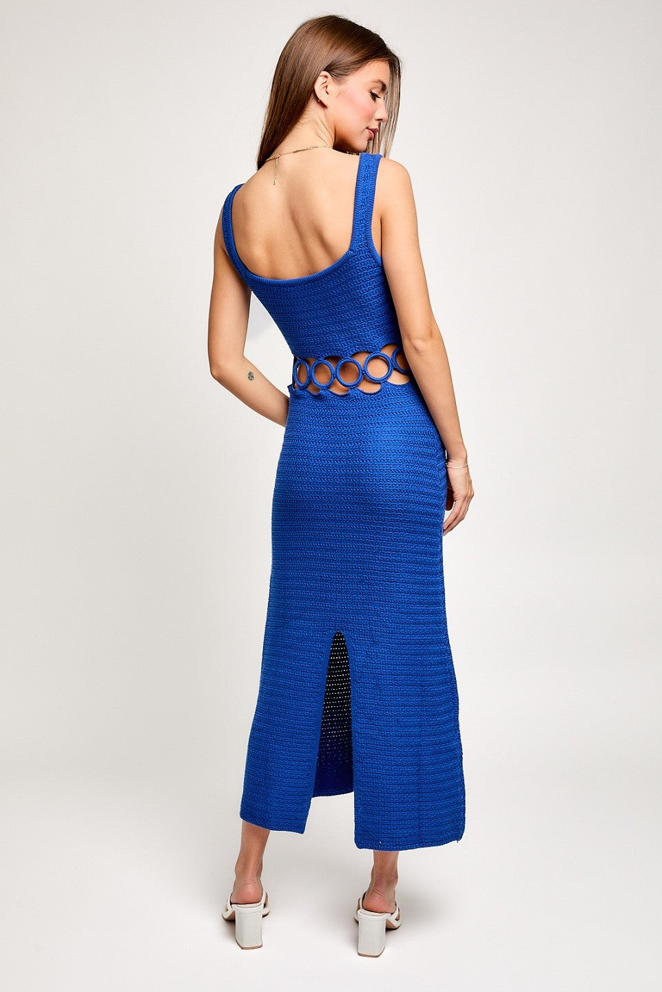 Rylan Crochet Midi Dress (Blue)