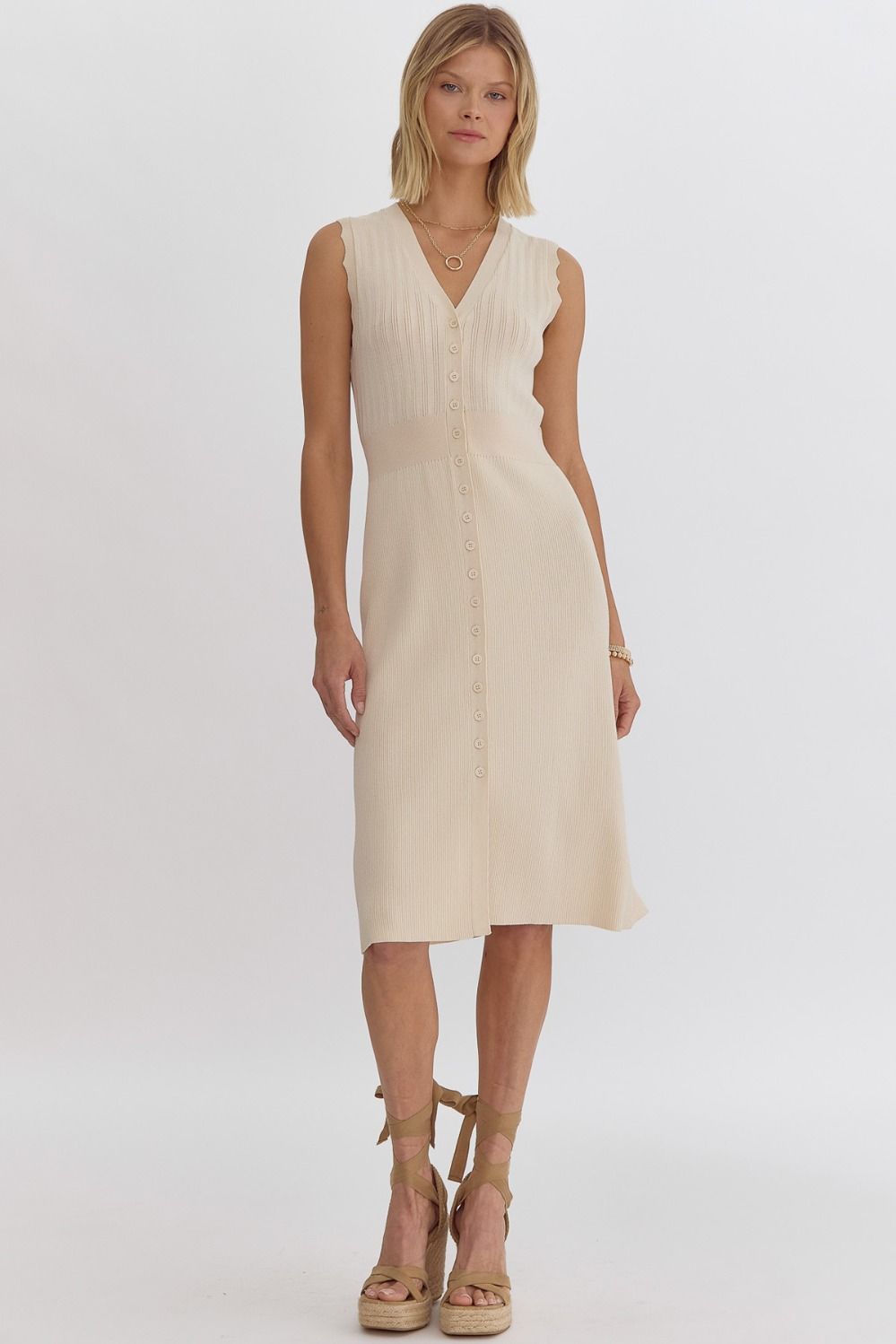 Hollie Ribbed Midi Dress (Cream) — Goldi Boutique